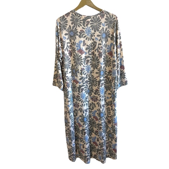LOGO By Lori Goldstein 1X Ivory Multicolor Floral Midi Dress Modest Boho Relaxed - Picture 2 of 6